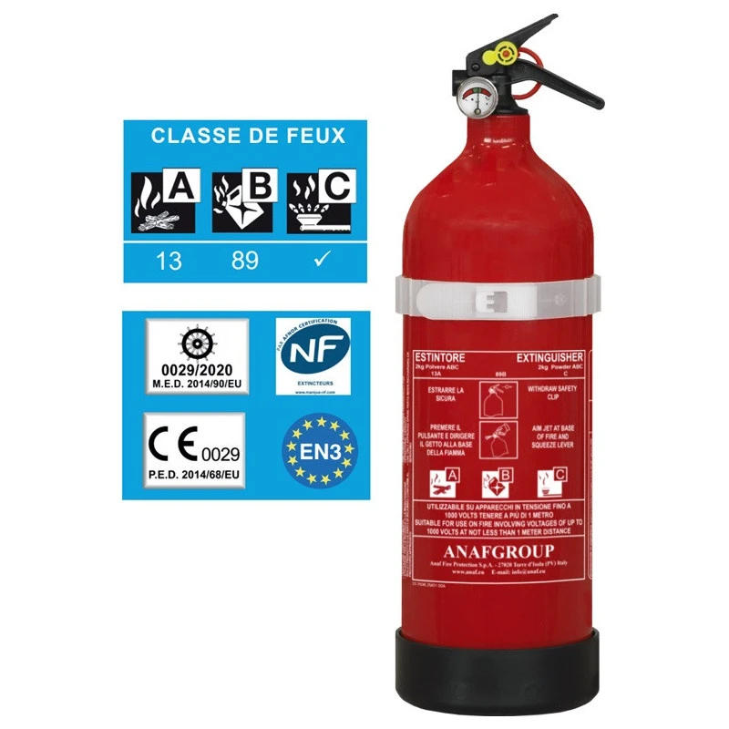 ANAF Extincteur 2 Kg Avec Support Et Manomètre – Image 2