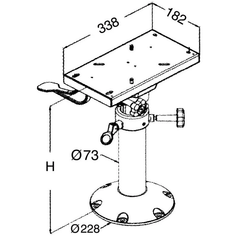 OSCULATI Pied + Platine Coulissante Télescopique Anodisé – Image 2