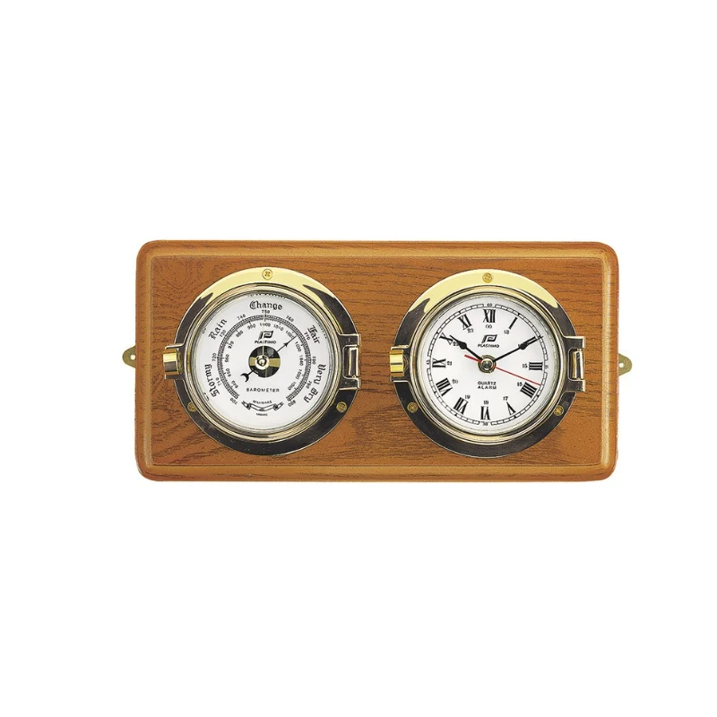 PLASTIMO Ensemble Montre-baromètre 4" Socle Bois